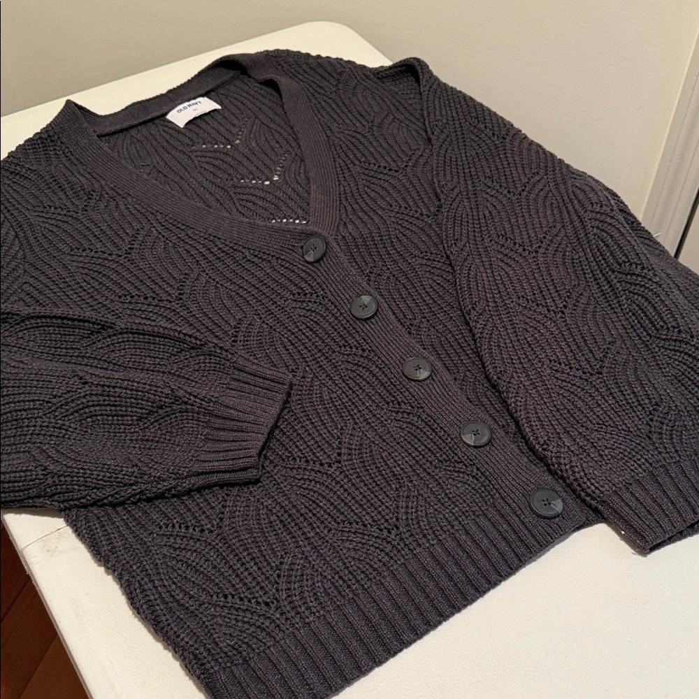 NWT Summer Essential Charcoal Knit Old School Style Button Down Cardigan XXL - Picture 3 of 12